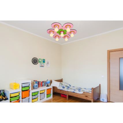 Deckenleuchte für Kinder LUCCA 7xE27/24W/230V rosa