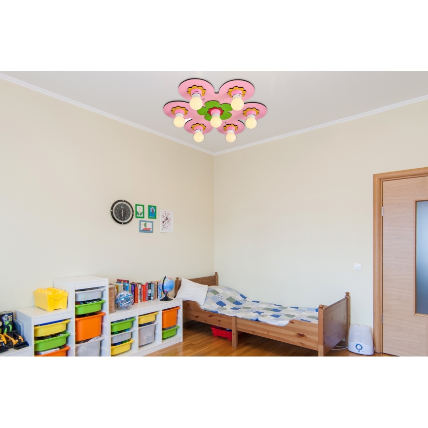 Deckenleuchte für Kinder LUCCA 7xE27/24W/230V rosa