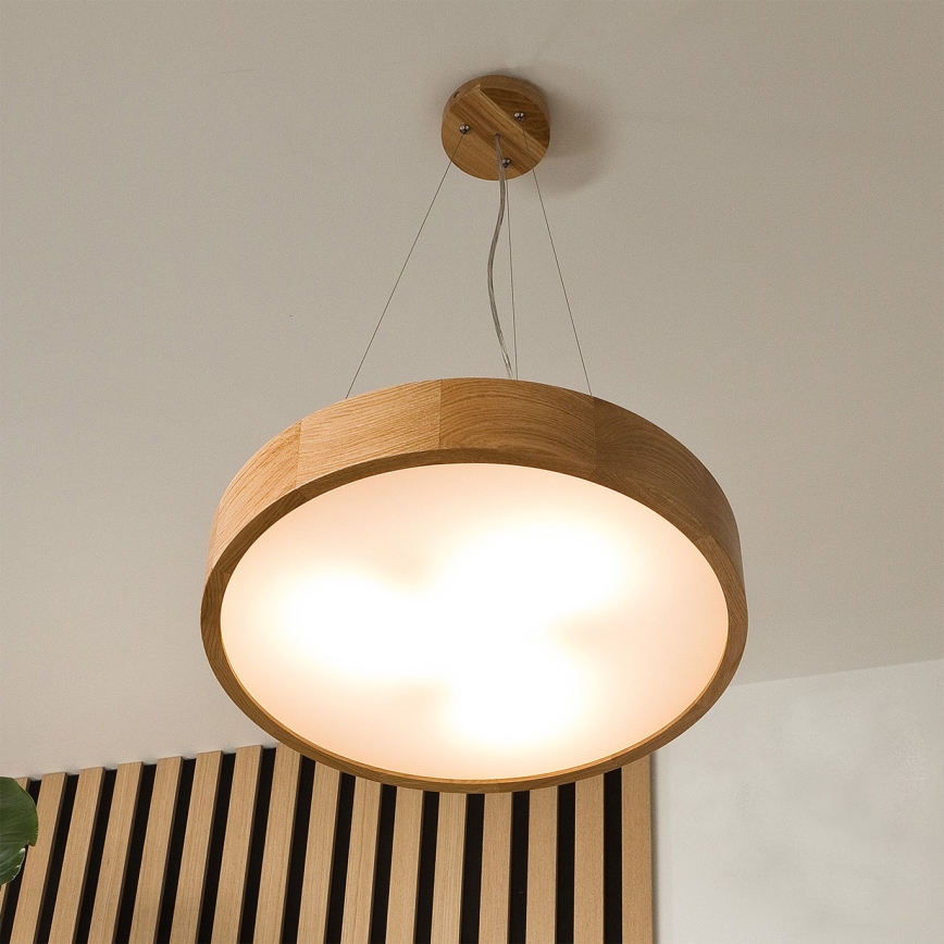 Deckenleuchte an Seil OAK 3xE27/60W/230V Eiche Ø 47,5 cm