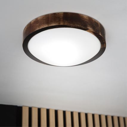Deckenleuchte OAK SLIM 1xE27/15W/230V, Ø 27 cm, Eiche/dunkelbraun
