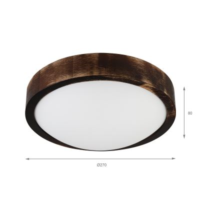 Deckenleuchte OAK SLIM 1xE27/15W/230V, Ø 27 cm, Eiche/dunkelbraun