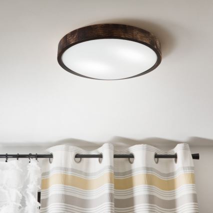 Deckenleuchte OAK SLIM 2xE27/15W/230V Ø 37 cm Eiche/dunkelbraun