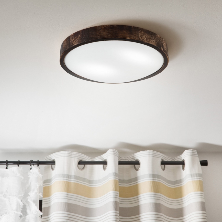 Deckenleuchte OAK SLIM 2xE27/15W/230V Ø 37 cm Eiche/dunkelbraun