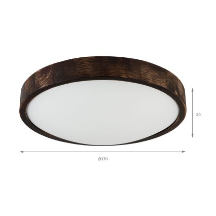 Deckenleuchte OAK SLIM 2xE27/15W/230V Ø 37 cm Eiche/dunkelbraun