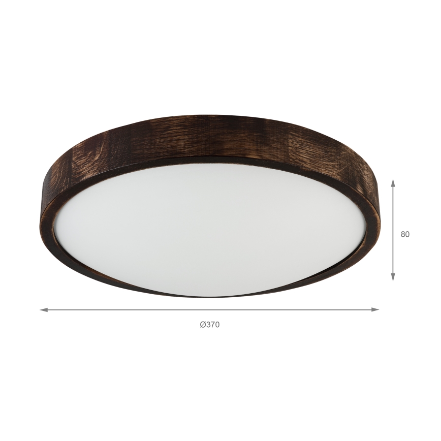 Deckenleuchte OAK SLIM 2xE27/15W/230V Ø 37 cm Eiche/dunkelbraun