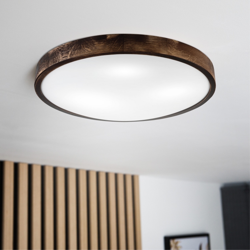 Deckenleuchte OAK SLIM 3xE27/15W/230V Ø 47 cm Eiche/dunkelbraun