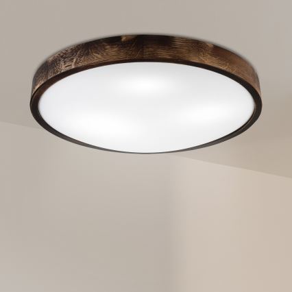 Deckenleuchte OAK SLIM 3xE27/15W/230V Ø 47 cm Eiche/dunkelbraun