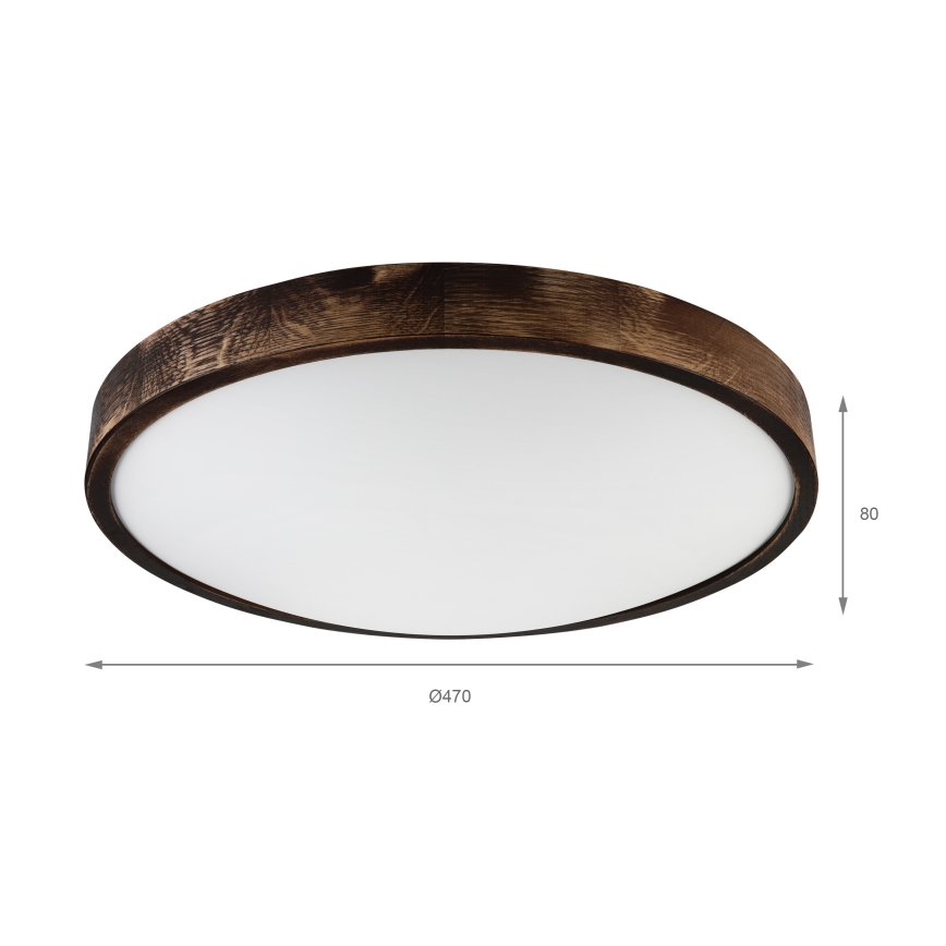 Deckenleuchte OAK SLIM 3xE27/15W/230V Ø 47 cm Eiche/dunkelbraun