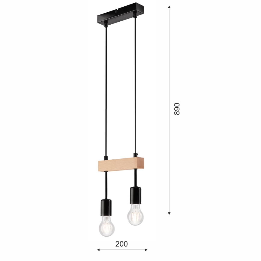 Deckenleuchte an Kabel ORAZIO 2xE27/60W/230V Buche