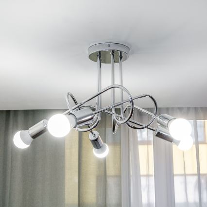 Deckenleuchte OXFORD 5xE27/15W/230V, glänzender Chrom
