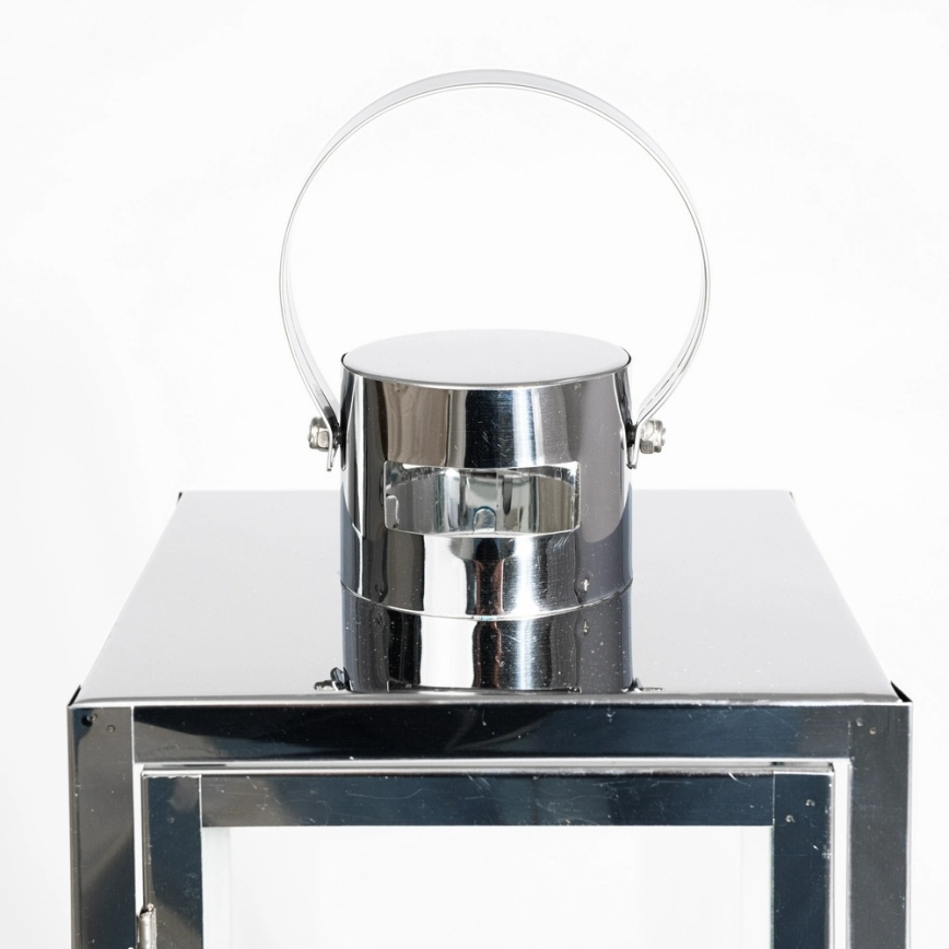 Dekorative Laterne, 49 cm, glänzender Chrom