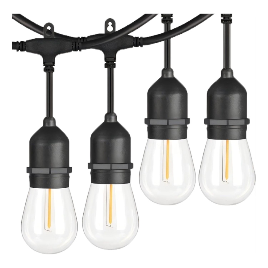 Dekorative LED-Outdoor-Lichterkette 15xE27/1W/230V 15 m IP65 schwarz