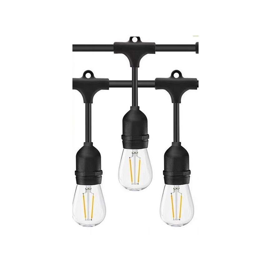 Dekorative LED-Outdoor-Lichterkette 20xE27/1W/230V 20 m IP65 schwarz