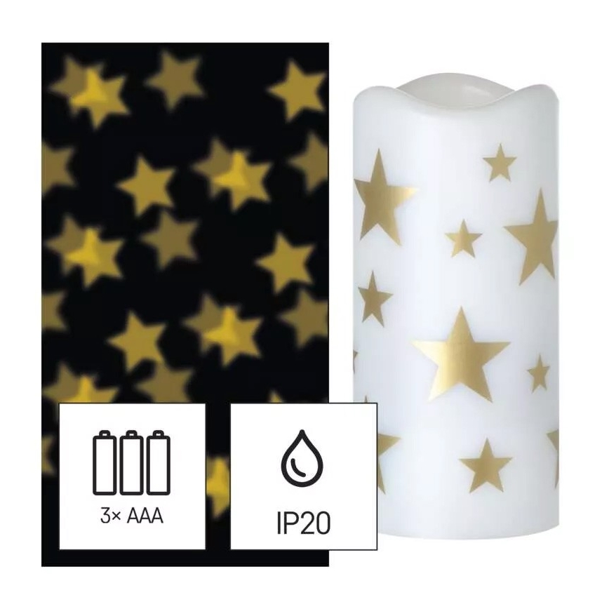 Dekorativer LED-Projektor LED/3xAAA Sterne warmweiβ