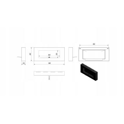 Kratki - Wand-BIO-Kamin 40x90 cm 1,5 kW schwarz