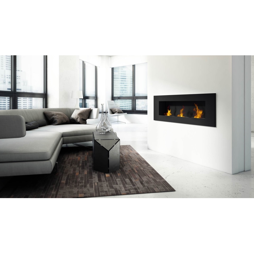 Kratki - Eingebauter BIO-Kamin 40x120 cm 3x1,1 kW schwarz