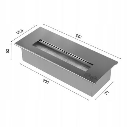 Kratki - Eingebauter BIO-Kamin 40x120 cm 3x1,1 kW schwarz
