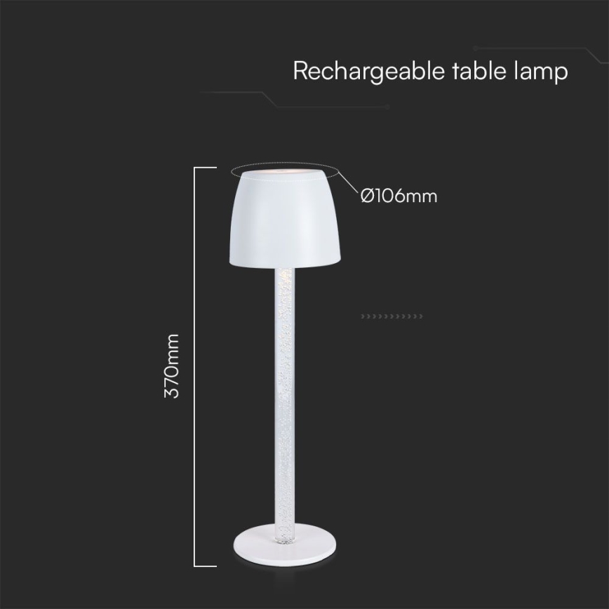 Dimm- und aufladbare LED-Tischleuchte mit Touch-Funktion LED/3W/5V 3000K 1800 mAh schwarz