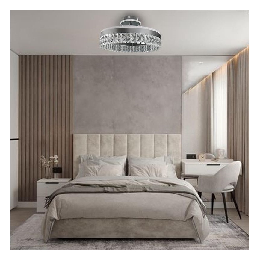 Dimmbarer LED-Kristall-Aufbaukronleuchter LED/75W/230V 3000-6500K matt Chrom + Fernbedienung