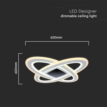 Dimmbare LED-Deckenleuchte LED/130W/230V 3000-6500K 62x62 cm + Fernbedienung