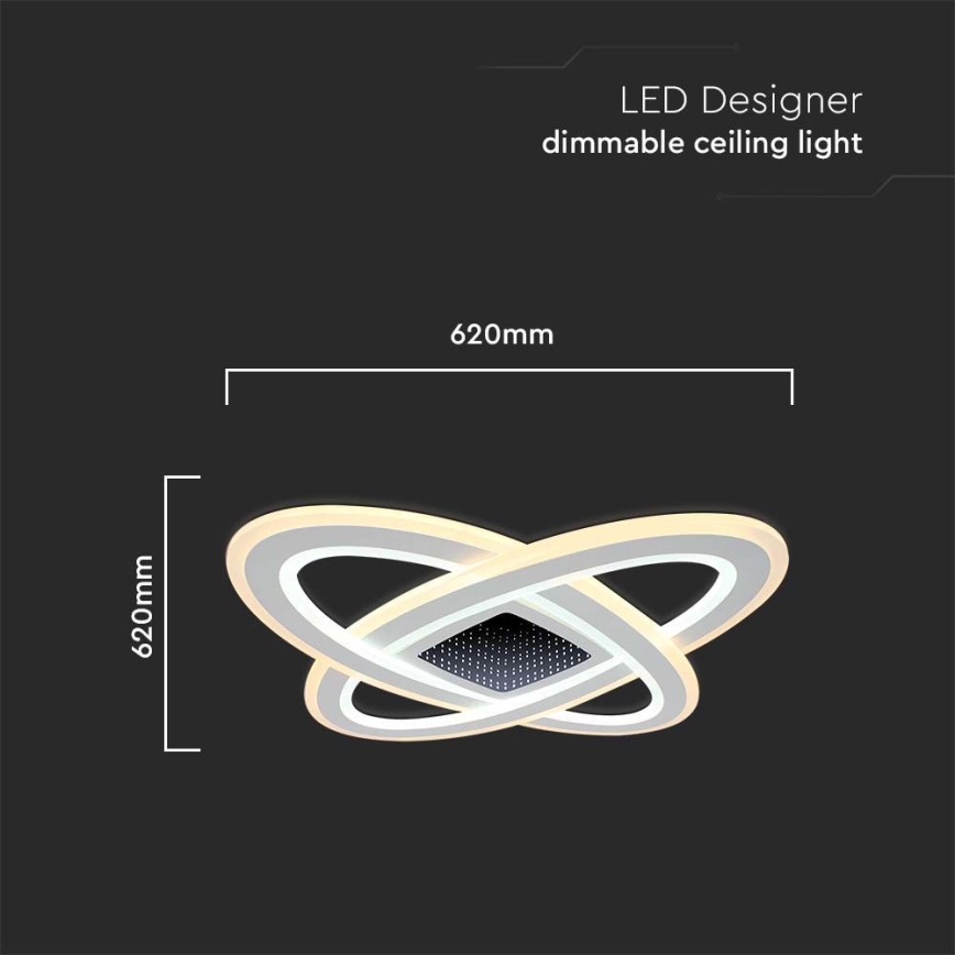 Dimmbare LED-Deckenleuchte LED/130W/230V 3000-6500K 62x62 cm + Fernbedienung