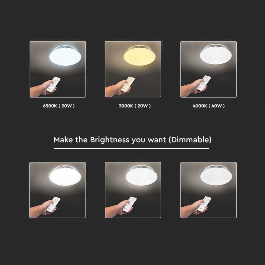 Dimmbare LED-Deckenleuchte LED/40W/230V 3000K/4000K/6500K d 39,5 cm + Fernbedienung