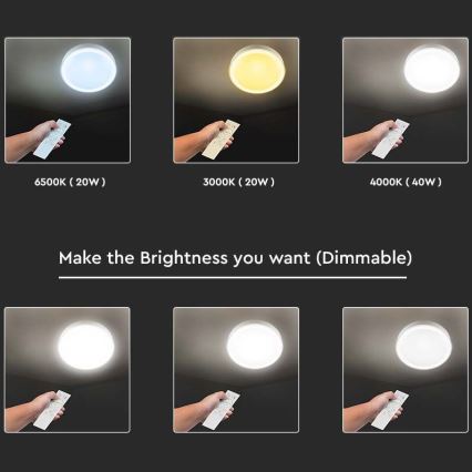 Dimmbare LED-Deckenleuchte LED/40W/230V 3000K/4000K/6500K d 41 cm + Fernbedienung