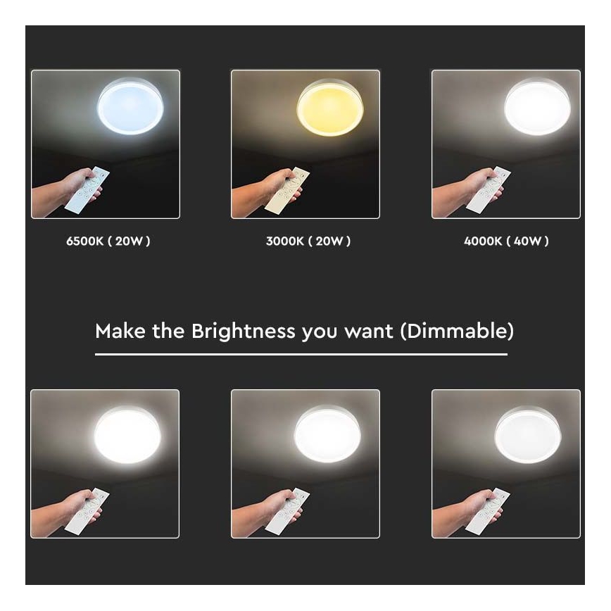 Dimmbare LED-Deckenleuchte LED/40W/230V 3000K/4000K/6500K d 41 cm + Fernbedienung