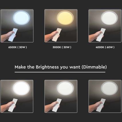 Dimmbare LED-Deckenleuchte LED/40W/230V 3000K/4000K/6500K d 56,5 cm + Fernbedienung