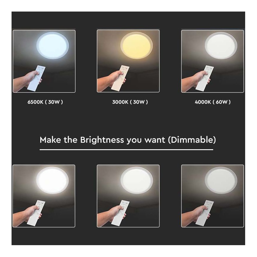 Dimmbare LED-Deckenleuchte LED/40W/230V 3000K/4000K/6500K d 56,5 cm + Fernbedienung