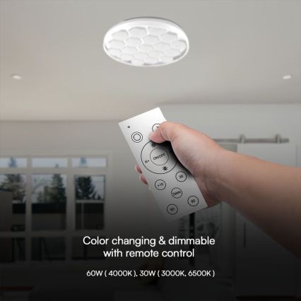 Dimmbare LED-Deckenleuchte LED/60W/230V 3000/4000/6500K d 49 cm + Fernbedienung