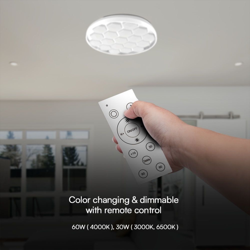 Dimmbare LED-Deckenleuchte LED/60W/230V 3000/4000/6500K d 49 cm + Fernbedienung