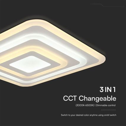 Dimmbare LED-Deckenleuchte LED/77W/230V 3000-6500K 49,5x49,5 cm + Fernbedienung