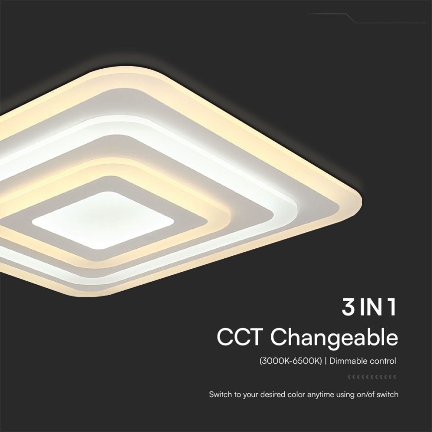 Dimmbare LED-Deckenleuchte LED/77W/230V 3000-6500K 49,5x49,5 cm + Fernbedienung