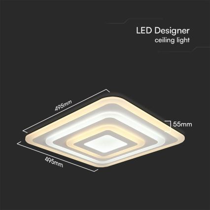 Dimmbare LED-Deckenleuchte LED/77W/230V 3000-6500K 49,5x49,5 cm + Fernbedienung