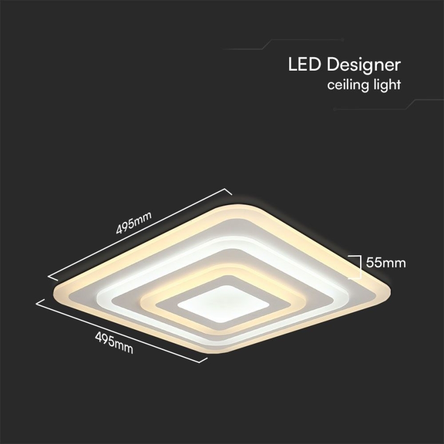 Dimmbare LED-Deckenleuchte LED/77W/230V 3000-6500K 49,5x49,5 cm + Fernbedienung