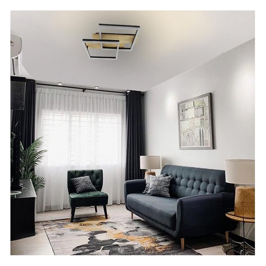 Dimmbare LED-Deckenleuchte LED/85W/230V 3000-6500K Eiche + Fernbedienung