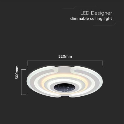 Dimmbare LED-Deckenleuchte LED/95W/230V 3000-6500K d 52 cm + Fernbedienung