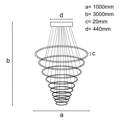 Dimmbare LED-Hängeleuchte LED/370W/230V 3000-6500K d 100 cm + Fernbedienung
