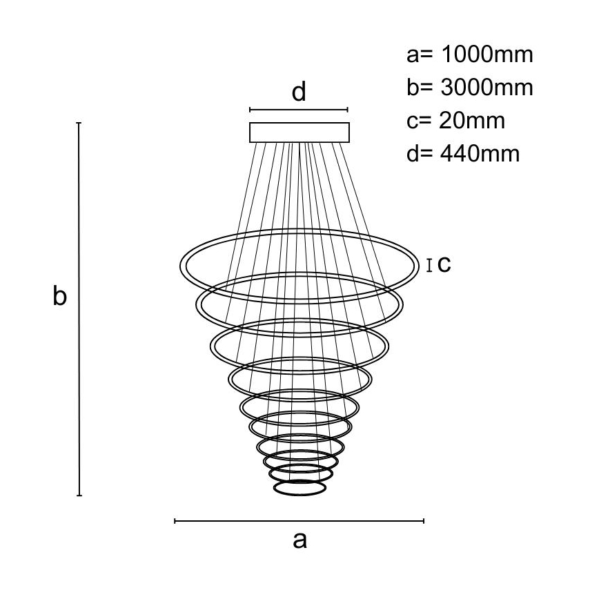Dimmbare LED-Hängeleuchte LED/370W/230V 3000-6500K d 100 cm + Fernbedienung