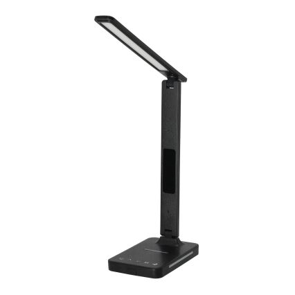 Dimmbare LED-Tischleuchte mit kabelloser QI-Aufladung, Display und USB-Anschluss LED/7W/230V 3000-6000K schwarz