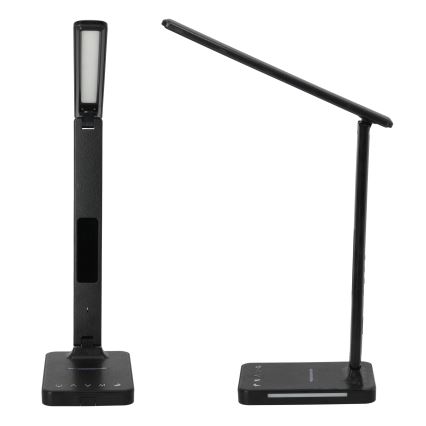 Dimmbare LED-Tischleuchte mit kabelloser QI-Aufladung, Display und USB-Anschluss LED/7W/230V 3000-6000K schwarz