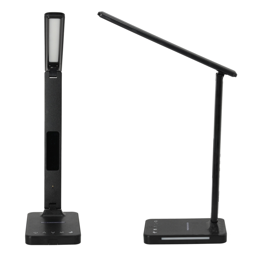 Dimmbare LED-Tischleuchte mit kabelloser QI-Aufladung, Display und USB-Anschluss LED/7W/230V 3000-6000K schwarz