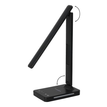 Dimmbare LED-Tischleuchte mit kabelloser QI-Aufladung, Display und USB-Anschluss LED/7W/230V 3000-6000K schwarz