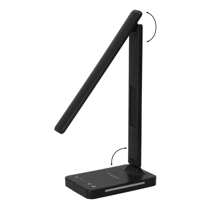 Dimmbare LED-Tischleuchte mit kabelloser QI-Aufladung, Display und USB-Anschluss LED/7W/230V 3000-6000K schwarz
