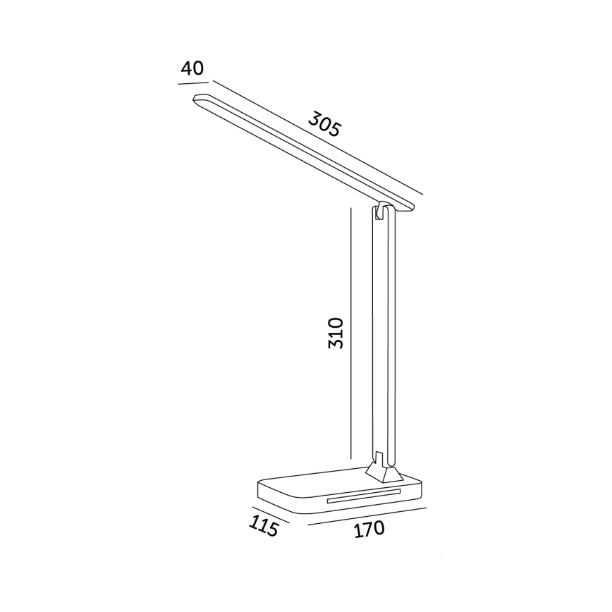 Dimmbare LED-Tischleuchte mit kabelloser QI-Aufladung, Display und USB-Anschluss LED/7W/230V 3000-6000K schwarz
