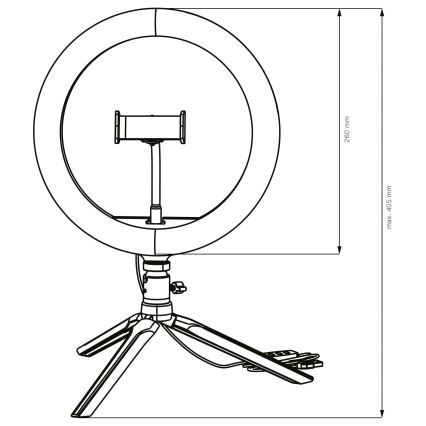 Dimmbare LED-Leuchte mit Stativ und Halterung für Vlogging LED/10W/5V 2700-6500K