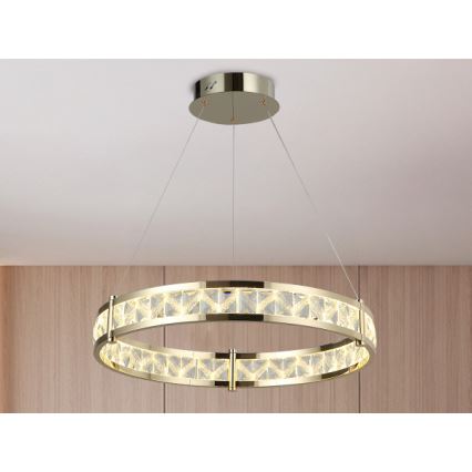 Dimmbare LED-Kristallpendelleuchte an Stahlseil ENRIQUE LED/55W//230V 3000-6000K Ø 80 cm + Fernbedienung