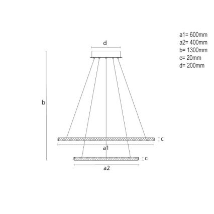Dimmbare LED-Pendelleuchte an Kabel LED/150W/230V 3000-6500K + Fernbedienung