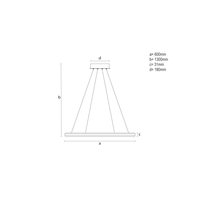LED-dimmbare Pendelleuchte an Stahlseil, LED/55W/230V, 3000–6500K, Ø 60 cm + Fernbedienung